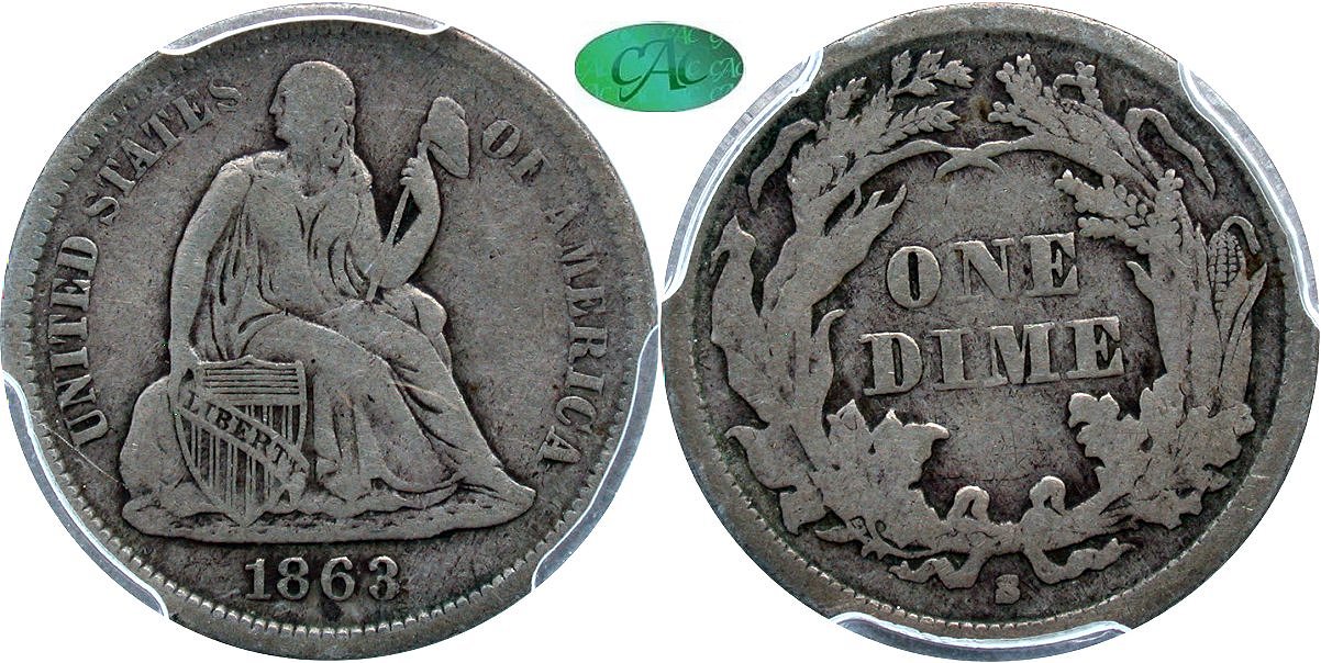 Seated 10C 1863S