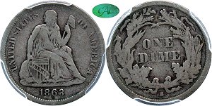 GFRC Open Set Registry - Semikey 1863 Seated  10C