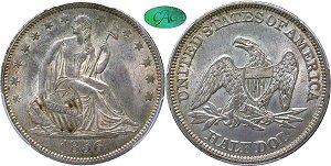 GFRC Open Set Registry - Oregon Beaver 1856 Seated  50C