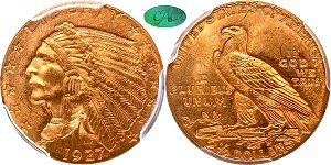 GFRC Open Set Registry - WI Gold 1927 Gold Indian G$2.5