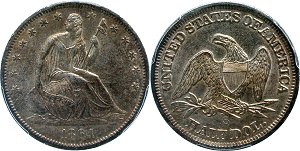 GFRC Open Set Registry - Oregon Beaver 1864 Seated  50C