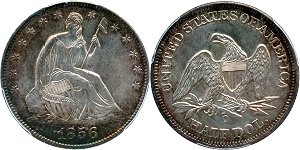 GFRC Open Set Registry - Oregon Beaver 1856 Seated  50C
