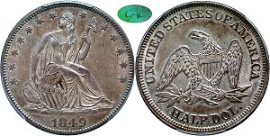 GFRC Open Set Registry - Oregon Beaver 1849 Seated  50C