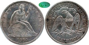 GFRC Open Set Registry - Oregon Beaver 1869 Seated  50C