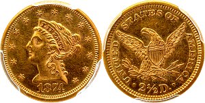 GFRC Open Set Registry - Oregon Beaver 1874 Gold Liberty G$2.5