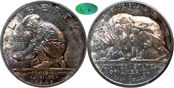 GFRC Open Set Registry - nacnud 1925 Early Commemorative California 50C