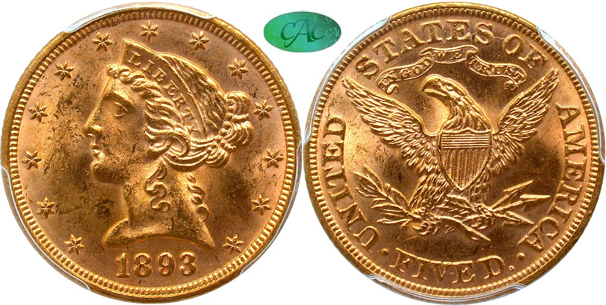 Gold G$5 1893