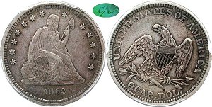 GFRC Open Set Registry - Seated Dollar Short Set 1862 Seated  25C