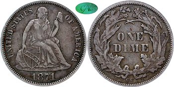 GFRC Open Set Registry - Gerry Fortin 1871 Seated  10C